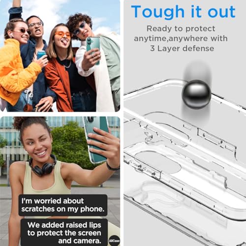 AICase for iPhone 16 Plus Clear Case(6.7"),Heavy Duty Drop Protection Full Body Rugged Shockproof/Dust Proof 3-Layer Military Protective Tough Durable Cover for iPhone 16 Plus - color: Clear