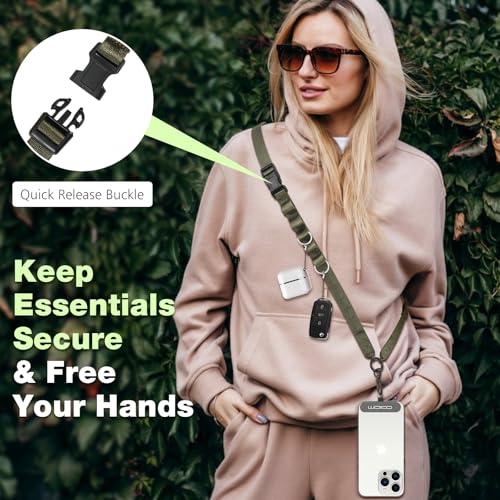 MoKo Adjustable Phone Lanyard Crossbody Strap with Detachable Quick Buckle - color: Army Green