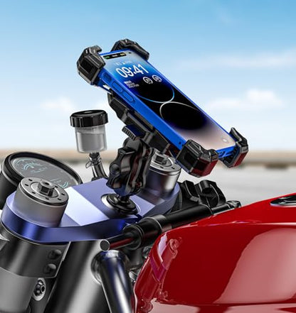 VAZESWIN Motorcycle Fork Stem Phone Mount, 1s Lock & Release, Safety Lock