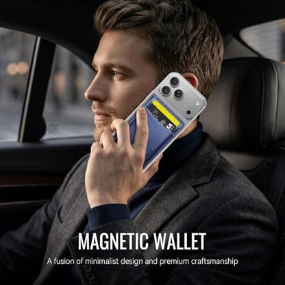 for MagSafe Wallet, Magnetic Phone Wallet RFID Blocking, 6 Cards Holder with Cash Slot,Compatible with Magsafe Phones and Cases for iPhone 17/16/15/14/13/12Pro/Max/Plus - color: Blue