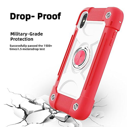 MARKILL Compatible with iPhone X/iPhone Xs Case 5.8 Inch with Ring Stand, Heavy-Duty Military Grade Shockproof Phone Cover for iPhone X/XS. Hot Pink - color: Hot Pink, size: iPhone X/iPhone XS 5.8"