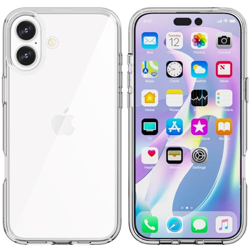 TENOC Phone Case Compatible with iPhone 16 Plus, Clear Case Shockproof Protective Bumper Slim Cover for 6.7 Inch - color: Clear, size: iPhone 16 Plus
