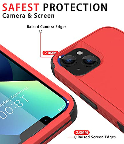 Diverbox for iPhone 13 Case [Shockproof] [Dropproof] [Dust-Proof],Heavy Duty Protection Phone Case Cover for Apple iPhone 13 (Red) - color: 13-Red