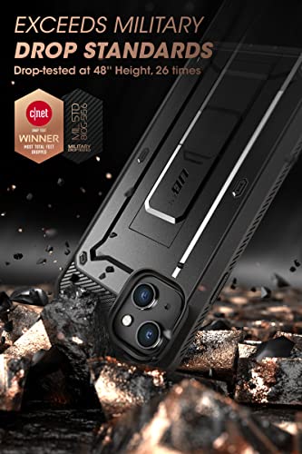 SUPCASE for iPhone 14 Case with Stand & Belt-Clip (Unicorn Beetle Pro), [Built-in Screen Protector] [Military-Grade Drop Protection] Heavy Duty Rugged Phone Case for iPhone 14 / iPhone 13, Black | Built-in Kickstand, 360° Rotating Belt Clip, Full-Body Rug