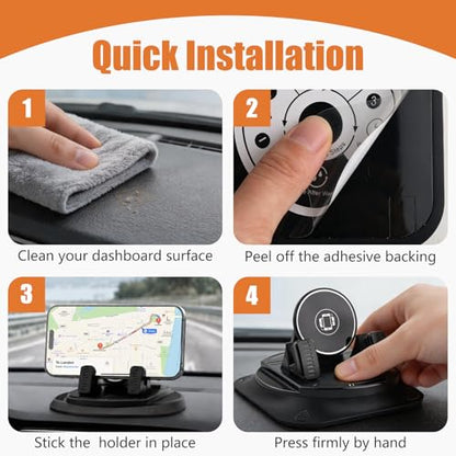 2026 Upgraded Car Phone Holder 360 Degree Rotation,Adjustable Cell Phone Car Mount for Phones Securing,Universal Anti-Slip Cars Dash Phones Holder for Most Cellphones - color: Upgraded Black