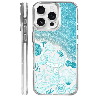 VisEnt Clear Case for iPhone 16 Pro, Magnetic Phone Case, Transparent Slim Cover, Military Grade Protection, Shockproof, Anti-Yellowing, Scratch Resistant, Ocean Wave Shell - color: Ocean Wave Shell, size: Iphone 16 Pro