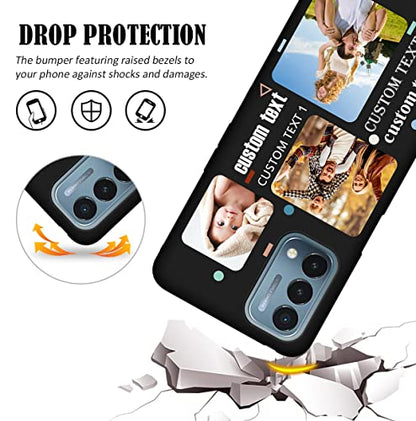 Custom Phone Case for OnePlus Nord N200 5G Multi-Photo Collage Name, Customized Personalized Phone Cover Anti-Scratch Soft Protective TPU Black Thin Cases 6.49-inch - color: Black 05 - Dot, 3 Photos Text