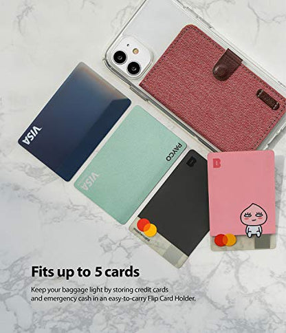 Ringke Flip Card Holder ID Adhesive 3M Premium Stick Fashion Multi-Card Slot Wallet Case Credit Card Cash Pouch Attachment Compatible with Most Smartphones, Android and More - Red - color: 1-Magnetic Red