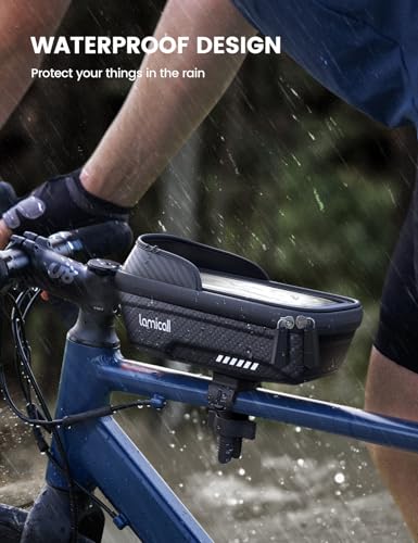 Lamicall 2 Pack Bike Frame Bag Waterproof - [1s Release] Bike Phone Bag | 2 in1 Bike Phone Holder Mount, Bicycle Top Tube Bag, Cycling Pouch with Rain Cover, Bike Accessories for Phones Under 7" - size: Medium-2 Pack