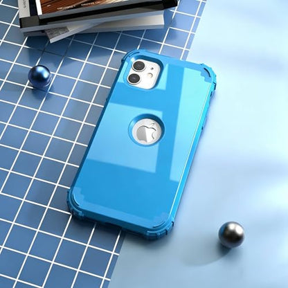 IDweel for iPhone 11 Case with Screen Protector for Women, Luxury Hybrid 3 in 1 Shockproof Slim Fit Heavy Duty Protection Hard PC Cover Soft Silicone Bumper Full Body Case,Glitter Sky Blue - color: Glitter Sky Blue