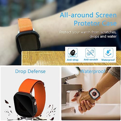 3 Pack Privacy Case Compatible with Apple Watch Ultra 3/Ultra 2/Ultra 49mm - color: Black/Clear/Blue, size: 49mm