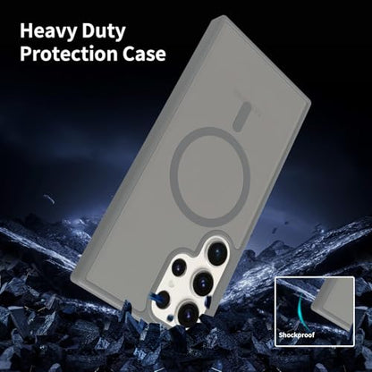 for Samsung Galaxy S23 Ultra Case Magnetic, [Compatible with Magsafe] Frosted 6.8-Inch Slim Fit Protection Wireless Charging Skin-Feel Shockproof Anti-Slip Protective Phone Cover, Grey - color: Grey Magnetic