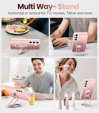 Shields Up for Samsung Galaxy S24 Plus Case with Stand, Galaxy S24 Plus Case with Double Ring Holder [Adjustable & Foldable] Protective Translucent Matte Cover - Frosted Pink - color: Frosted Pink, size: Galaxy S24 Plus