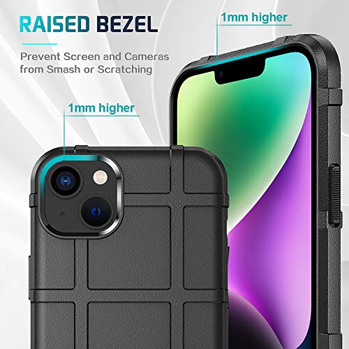 Rugged Shield 8ft Drop Proof TPU Thick Armor Tactical Protective Case Compatible with iPhone 14 Plus (6.7 inches) - Dark Black - color: Dark Black, size: iPhone 14 Plus