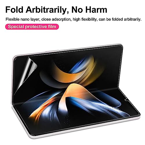 Hydrogel Film Screen Protector Compatible with Samsung Galaxy Z Fold 4 Ultra-Thin Flexible TPU Film for Galaxy Z Fold4 [Not Glass][High Sensitivity][HD Clear][Fingerprint Support]