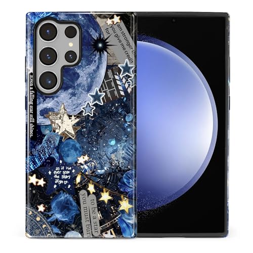 for Samsung Galaxy S24 Ultra Case, Shockproof 2-in-1 Double Protective Cover for Women Girls Men Boys, Exquisite Design Anti Scratch Stylish Phone Case Aesthetic, Blue Galaxy Star Collage - color: Blue Galaxy Star Collage, size: Galaxy S24 Ultra