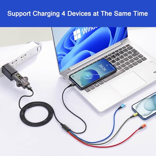 Multi Charging Cable,4 in 1 Braided Multiple Charger Cord, 2Pack 6Ft