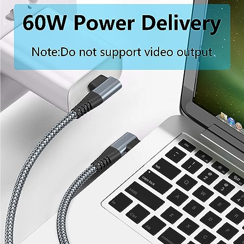90 Degree USB C Power Data Cable 9FT, 60W PD Fast Charging & 480Mbps Data - style: Gray - 3M/9FT