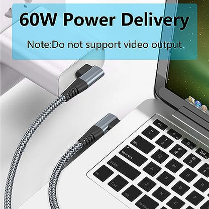 90 Degree USB C Power Data Cable 9FT, 60W PD Fast Charging & 480Mbps Data - style: Gray - 3M/9FT