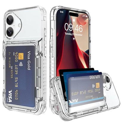Wallet Case for iPhone 17 with 3 Credit Card Holder Slot Clear | Shockproof Hybrid Heavy Duty Protection Transparent Phone Cover Compatible with iPhone 17 6.3 Inch (Clear) - color: Clear, size: iPhone 17