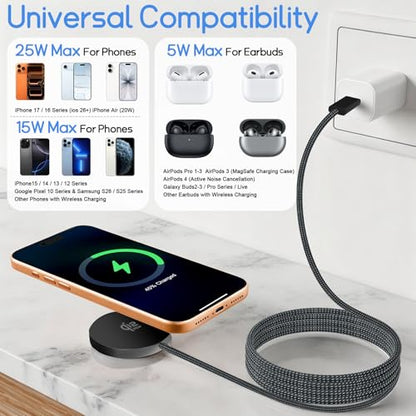 Herfair 25W Wireless Charger Magnetic Charging Pad Qi2 Fast iPhone Charger - color: Black