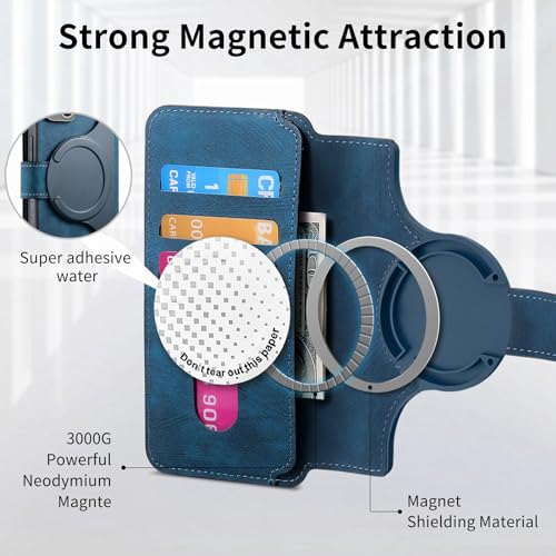 2 in 1 Detachable Wallet Case for Samsung Galaxy S22 Ultra CMG Blue | PU Leather Magnetic Flip Folio Case with RFID Blocking Card Holder, Credit Card Slots Kickstand, Shockproof Protective Cover - color: Blue, size: Samsung Galaxy S22 Ultra