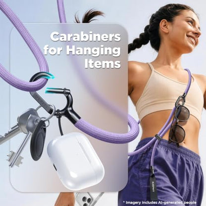 SURPHY Phone Lanyard Crossbody, Phone Strap Crossbody with 2 Tether Tabs - color: Purple