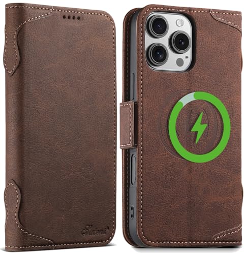 SINIANL iPhone 16 Plus Wallet Case - MagSafe Compatible, Leather Folio Cover with Card Slots and Kickstand - Brown - color: MagSafe - Brown, size: For iPhone 16 Plus