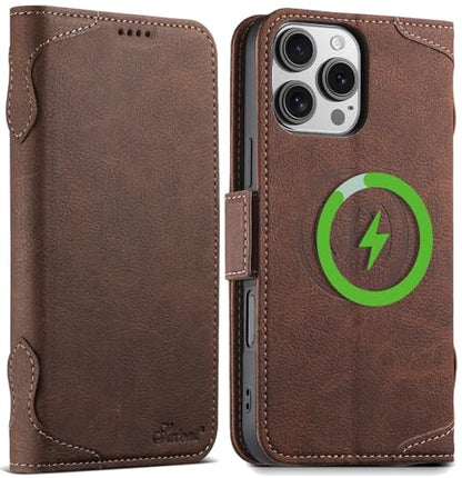 SINIANL iPhone 16 Plus Wallet Case - MagSafe Compatible, Leather Folio Cover with Card Slots and Kickstand - Brown - color: MagSafe - Brown, size: For iPhone 16 Plus