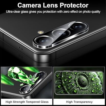 Esanik [2+2 Pack Privacy Screen Protector for Samsung Galaxy S25 Plus 6.7'' Anti Spy PET Film(NOT Glass) with Easy Installation Frame + Camera Lens Protector Fingerprint ID Compatible