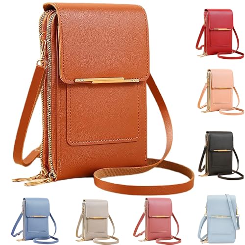 Anti-Theft Leather Bag,Small Crossbody Cell Phone Purse Wallet for Women,RFID Block Phone Purse Crossbody with Shoulder Strap - color: Brown