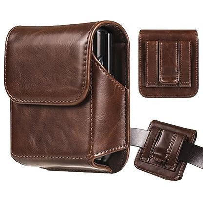 Holster for Samsung Galaxy Z Flip 7/6/5, Premium Leather Phone Pouch with Belt Clip Belt Case for Motorola Razr Plus, Moto Razr -Coffee - color: Coffee