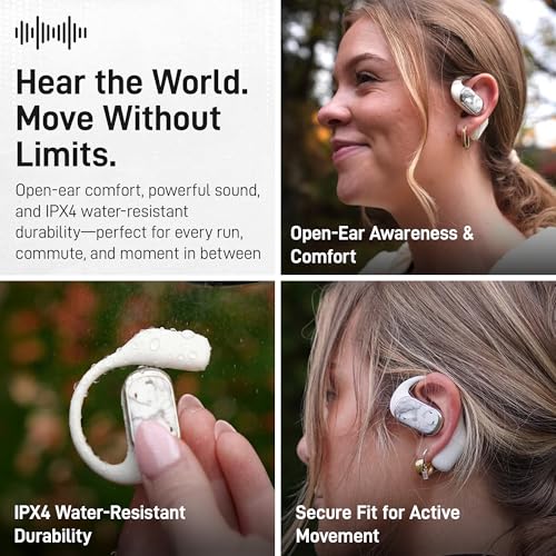Groovz Open-Ear Plus True Wireless Headphones with Battery Display - Designed & Engineered in the USA - Multi-Point Pairing Bluetooth Open Ear Earbuds Compatible with Apple & Android - Floral - color: Floral