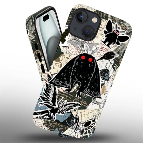 Case for iPhone 15, Dual Layer Phone Cover, Mothman Collage | Shockproof Hybrid Phone Case, Soft TPU and Hard PC, Durable Anti-Scratch Protection - color: Mothman Collage, size: Iphone 15