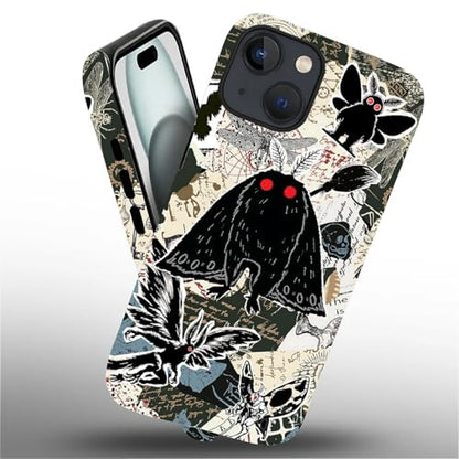 Case for iPhone 15, Dual Layer Phone Cover, Mothman Collage | Shockproof Hybrid Phone Case, Soft TPU and Hard PC, Durable Anti-Scratch Protection - color: Mothman Collage, size: Iphone 15