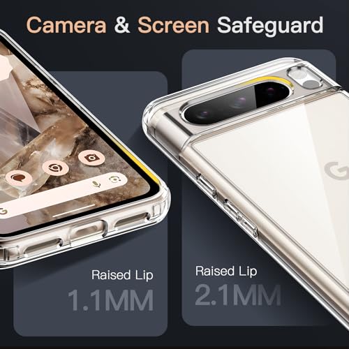 JETech Case for Google Pixel 8 Pro, Anti-Yellowing, Clear | Shockproof Protection, Scratch Resistant Hard PC Back, Durable Transparent TPU Bumper - color: Clear, size: Pixel 8 Pro