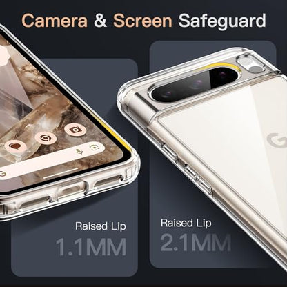 JETech Case for Google Pixel 8 Pro, Anti-Yellowing, Clear | Shockproof Protection, Scratch Resistant Hard PC Back, Durable Transparent TPU Bumper - color: Clear, size: Pixel 8 Pro