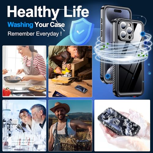 MOZOTER for iPhone 15 Pro Max Case Waterproof with Clear Sound | [IPX8 Underwater Case][Full Body Shockproof & Dropproof]Built-in Screen Protector for iPhone 15 Pro Max 6.7 inch-Black - size: For iPhone 15 Pro Max-6.7"