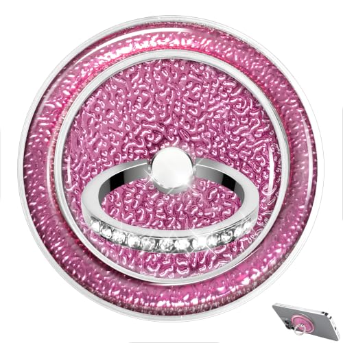 Pink Sparkly Magnetic Ring Grip for MagSafe, Bling Phone Stand - color: Pink