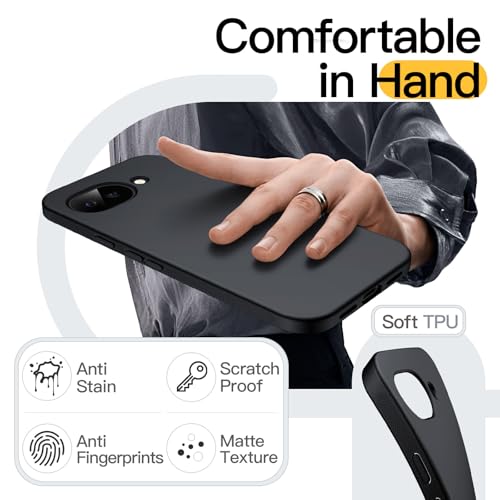JETech Slim Case for Google Pixel 10a, Anti-Slip, Black | Soft TPU Design, Matte Finish, Shockproof Protection - color: Black