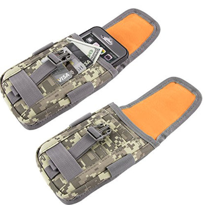 Tactical Phone Holster Pouch Case, Molle Gadget Bag Molle Attachment Belt Holder Waist Bag for 4.7"-6.9" with US Flag Patch for iPhone 18 Pro Max/17 Pro/16 Pro/15 Pro - color: Gray Camo