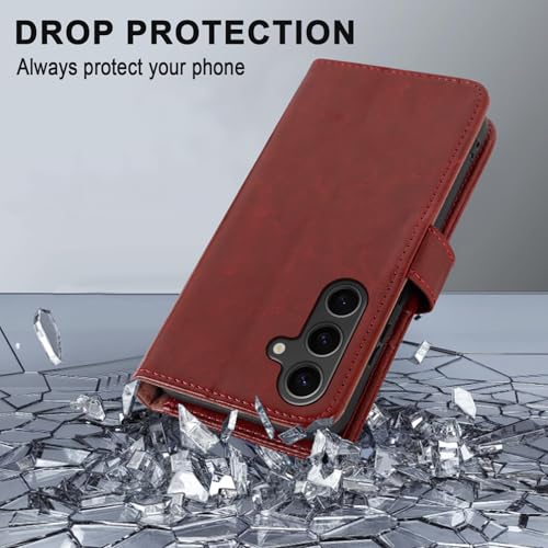 MONASAY Wallet Case for Samsung S23 FE with 3 Card Holders - Burgundy - color: Burgundy, size: Galaxy S23 FE