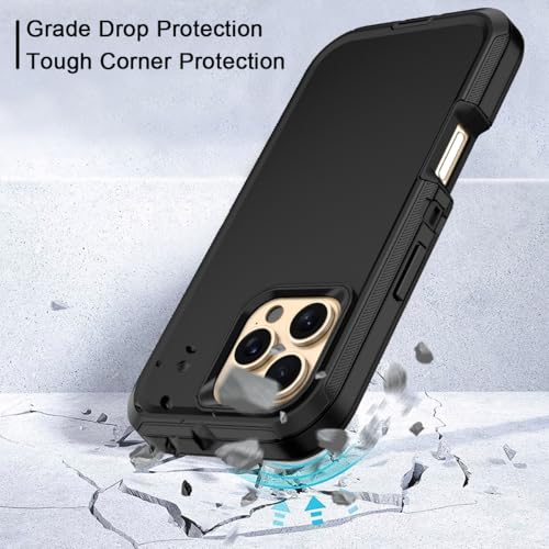 for iPhone 16 Pro Max Case Heavy Duty Protective Shockproof Dropproof 3-Layer Full Body Protection [Without Screen Protector] Tough Rugged Cover for Apple iPhone 16 Pro Max,Black - color: Black