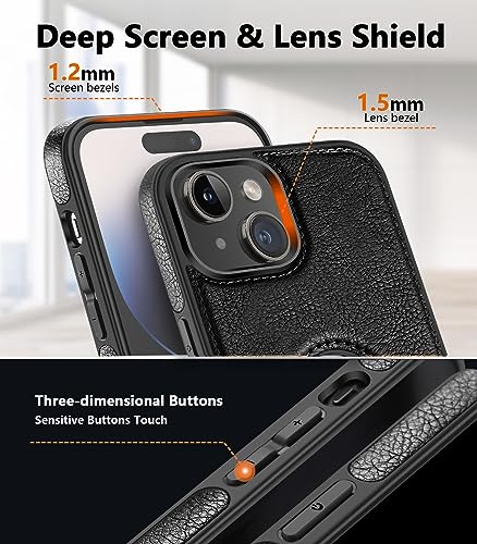 WTCASE Magnetic for iPhone 15 Plus Leather Case,Built-in Invisible Stand [Compatible with Magsafe] Protective Slim Kickstand Phone Cover Compatible with iPhone 15 Plus (2023) 6.7" (Black) - color: Black, size: iPhone 15 Plus-6.7"