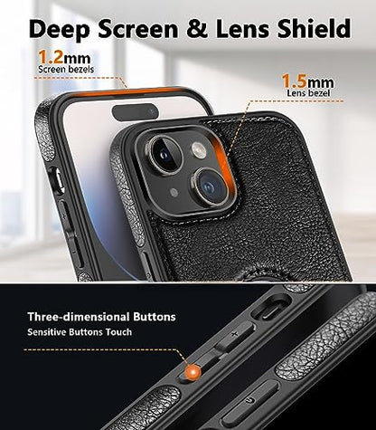 WTCASE Magnetic for iPhone 15 Plus Leather Case,Built-in Invisible Stand [Compatible with Magsafe] Protective Slim Kickstand Phone Cover Compatible with iPhone 15 Plus (2023) 6.7" (Black) - color: Black, size: iPhone 15 Plus-6.7"