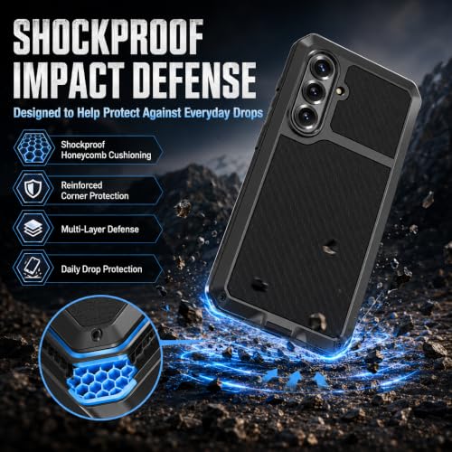 Metal Case for Samsung Galaxy S26 Case 6.3",Full Body Protective Cover Heavy Duty Shockproof [Tough Armour] Aluminum Alloy Case with Silicone Built-in Screen Protector - Black - color: Black