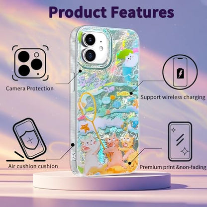 Compatible with iPhone 11 Case,with [Soft Slim][Camera Protection] Cute Fishing Cats Shiny Aesthetic Phone Cover Anti-Yellowing Shockproof Protective Cover for Women Girl - color: Fishing Cats, size: iPhone 11