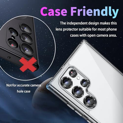 Camera Lens Protector for Samsung Galaxy S24 Ultra, Glitter Black - color: Glitter Black