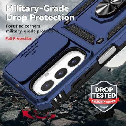 for Samsung Galaxy A17 / Galaxy A26 5G Case, with Slide Camera Cover HD Screen Protector [Military Grade Drop Tested] Ring Holder Kickstand Protective Phone Case for Samsung Galaxy A17, Navy Blue - color: Navy Blue w/ Slide Camera 2nd gen. Military Grade