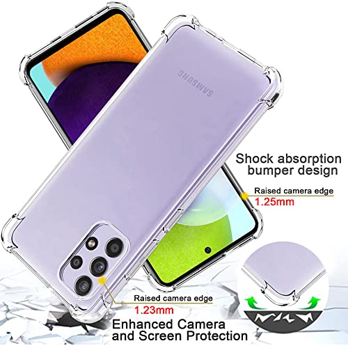 for Samsung A52 Case, Galaxy A52 5G Case with Screen Protector, Shockproof Crystal Clear Slim Soft Silicone TPU Protective Phone Cover for Samsung Galaxy A52 5G (Clear)